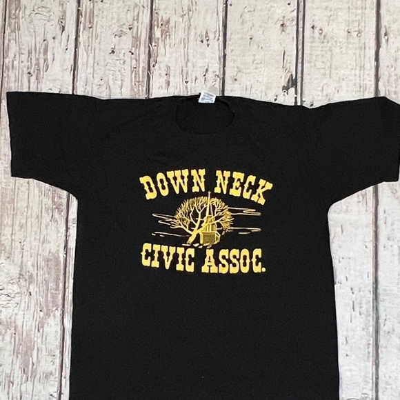 Vintage 1980s Down Neck Civic Association 80s Crewneck Tee Top Shirt - Picture 2 of 4
